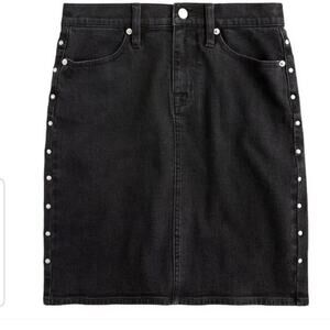 J. Crew Studded Denim Mini Skirt Casual Stretch Pockets Vintage Style 29 Black